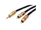 ROLINE GOLD Audio-Verbindungskabel 3,5mm Stereo - 2x Cinch, ST/ST, Retail Blister, 2,5 m