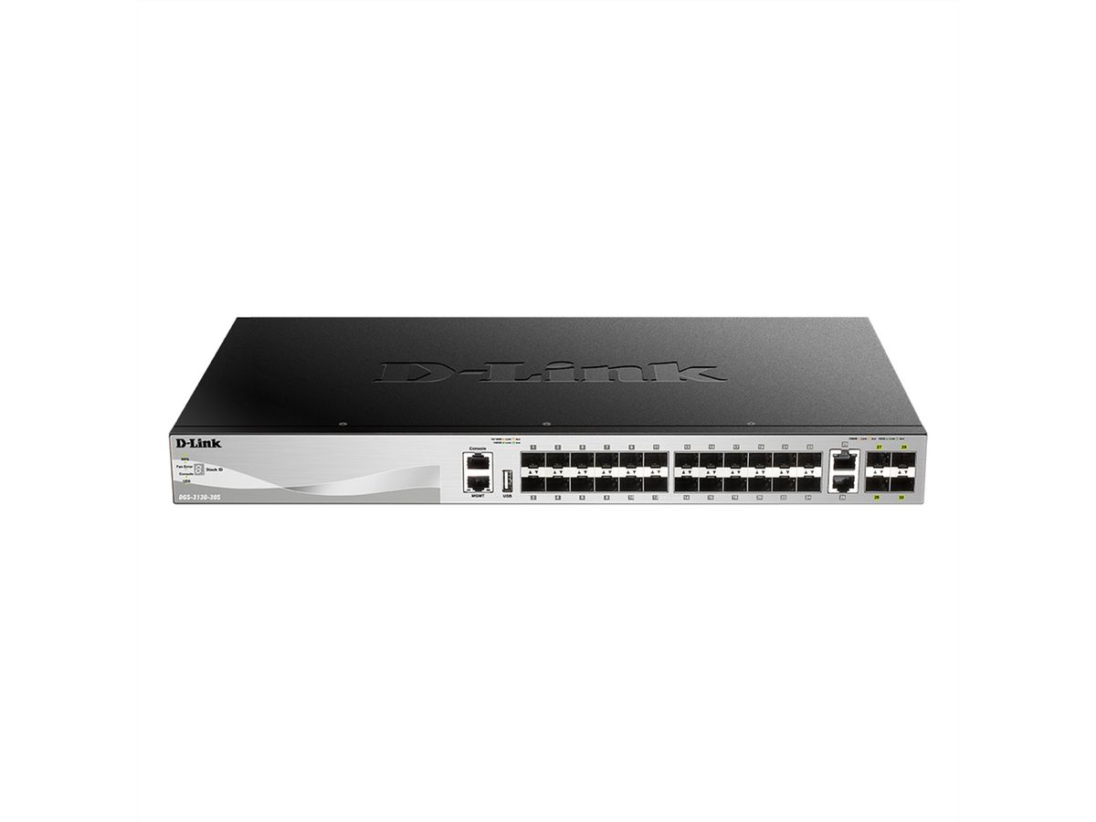 D-Link DGS-3130-30S/E 30Port Switch, Layer 3 Fiber Gigabit Stack  (SI)