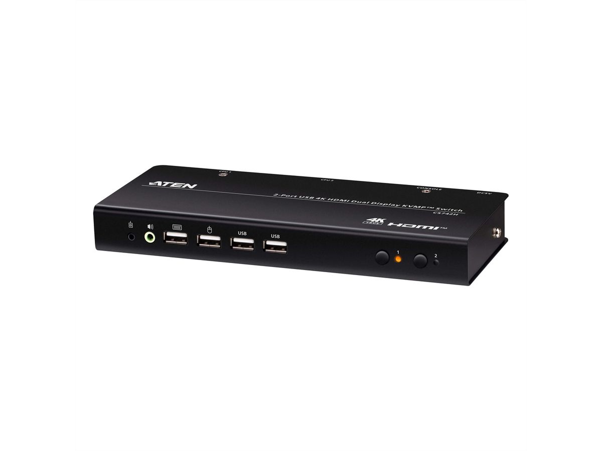 ATEN CS742H 2 Port USB 4K HDMI Dual Display KVM Switch