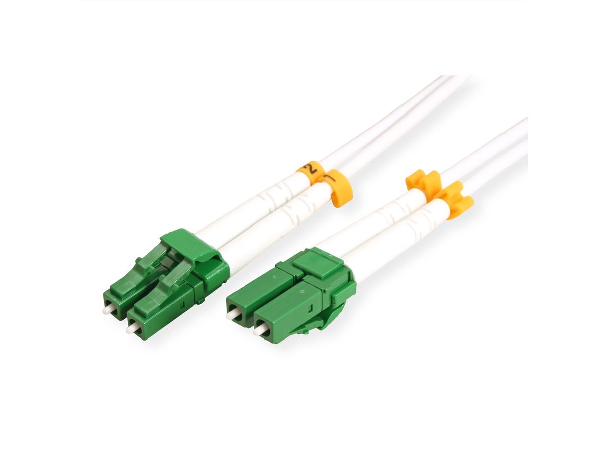 ROLINE LWL-Kabel Duplex, 9/125µm OS2, LC-APC/LC-APC, stahlarmiert, LSOH, weiß, 7 m