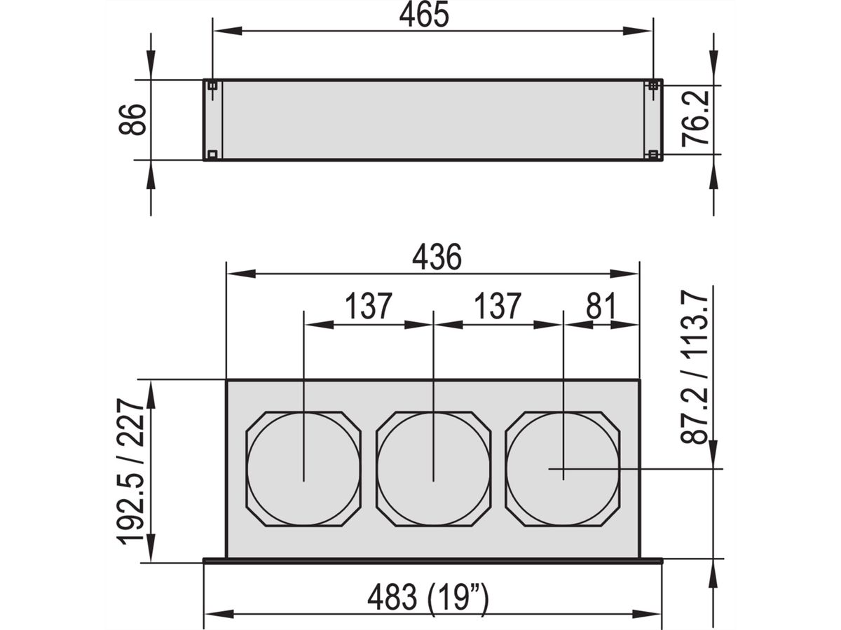 SCHROFF 19"-UMLUEFT.2HE 3VENT. 230V