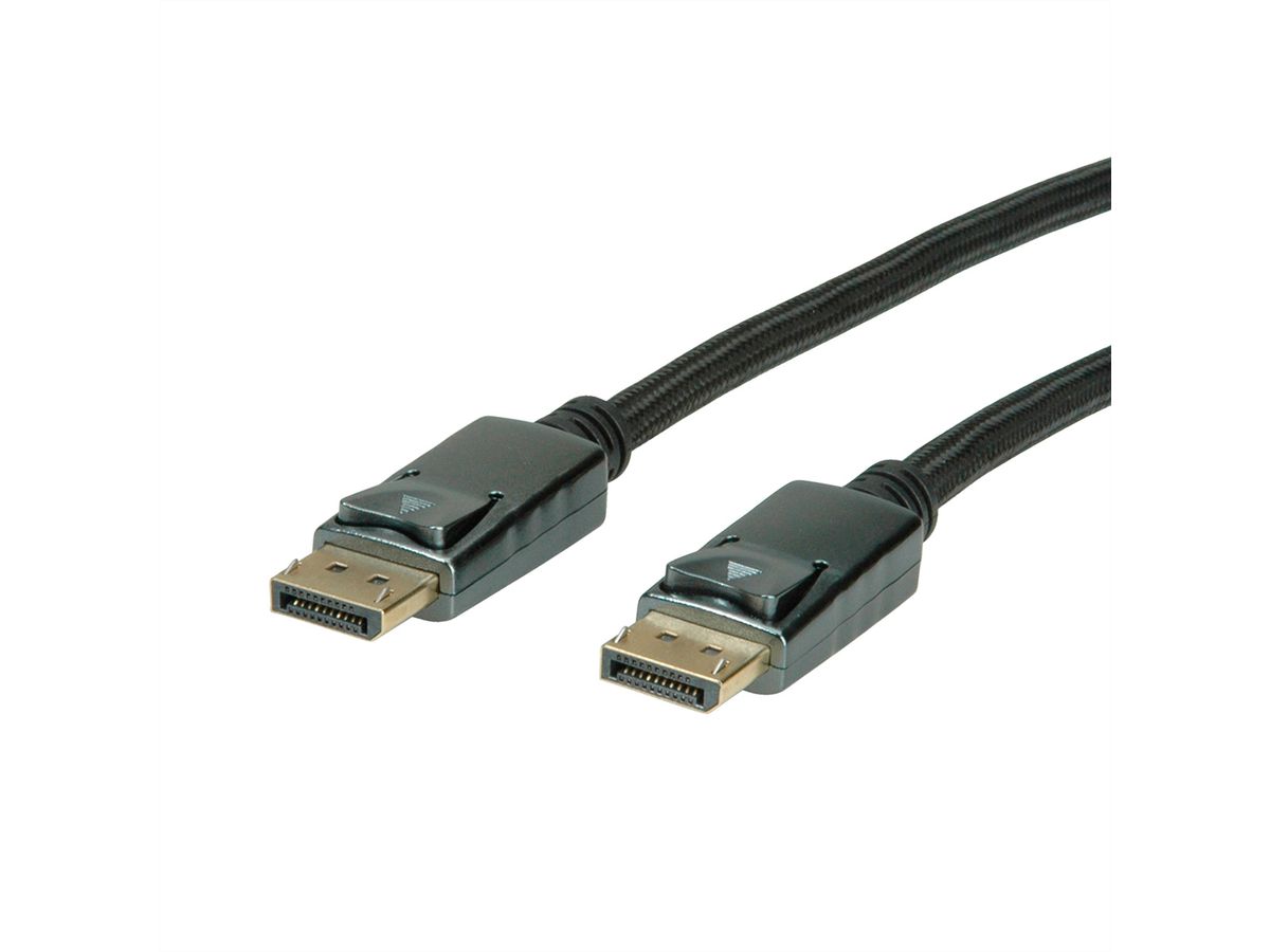 ROLINE DisplayPort Kabel, DP-DP, v1.2, ST - ST, schwarz-metallic, 3 m