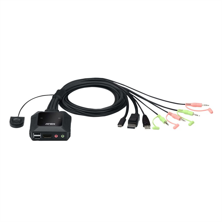 ATEN CS52DP 2-Port USB-C DP Hybrid Kabel KVM Switch