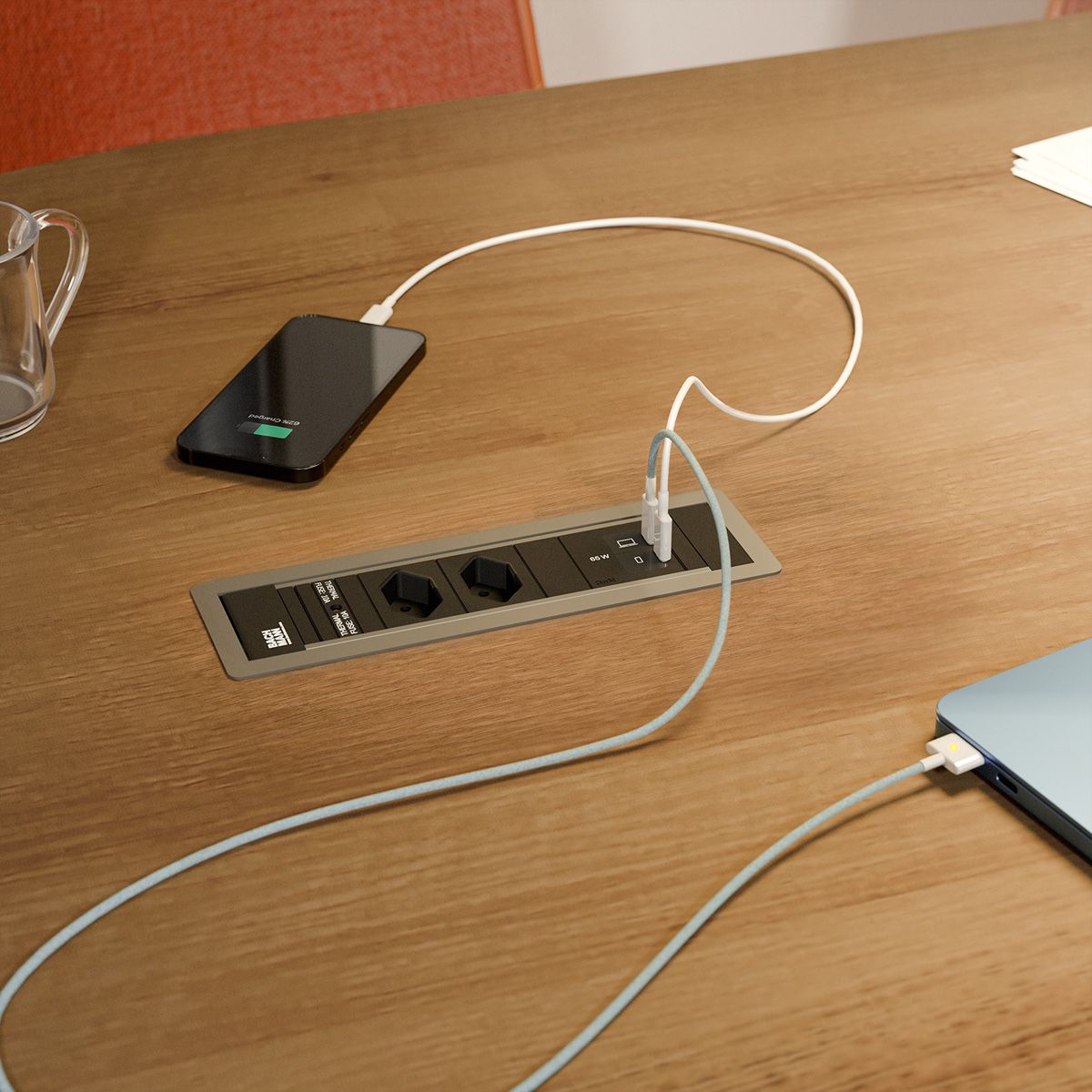 BACHMANN POWER FRAME S 2xCH 0°, 1xUSB C/C 65W L=0,2m