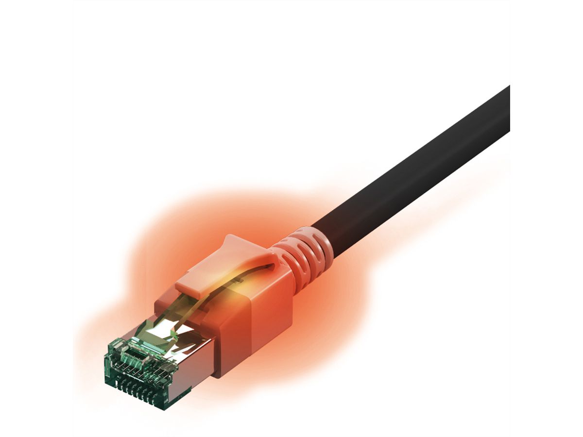 EasyLan DualBoot LED Patchkabel RJ45 S/FTP Kat.6A (Class EA), mit saCon Stecker, LSOH, schwarz, 1,5 m