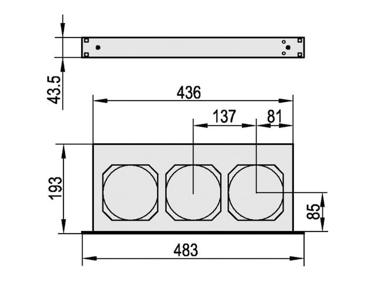 SCHROFF 19"-Umlüfter 1 HE inklusive 3 Ventilatoren