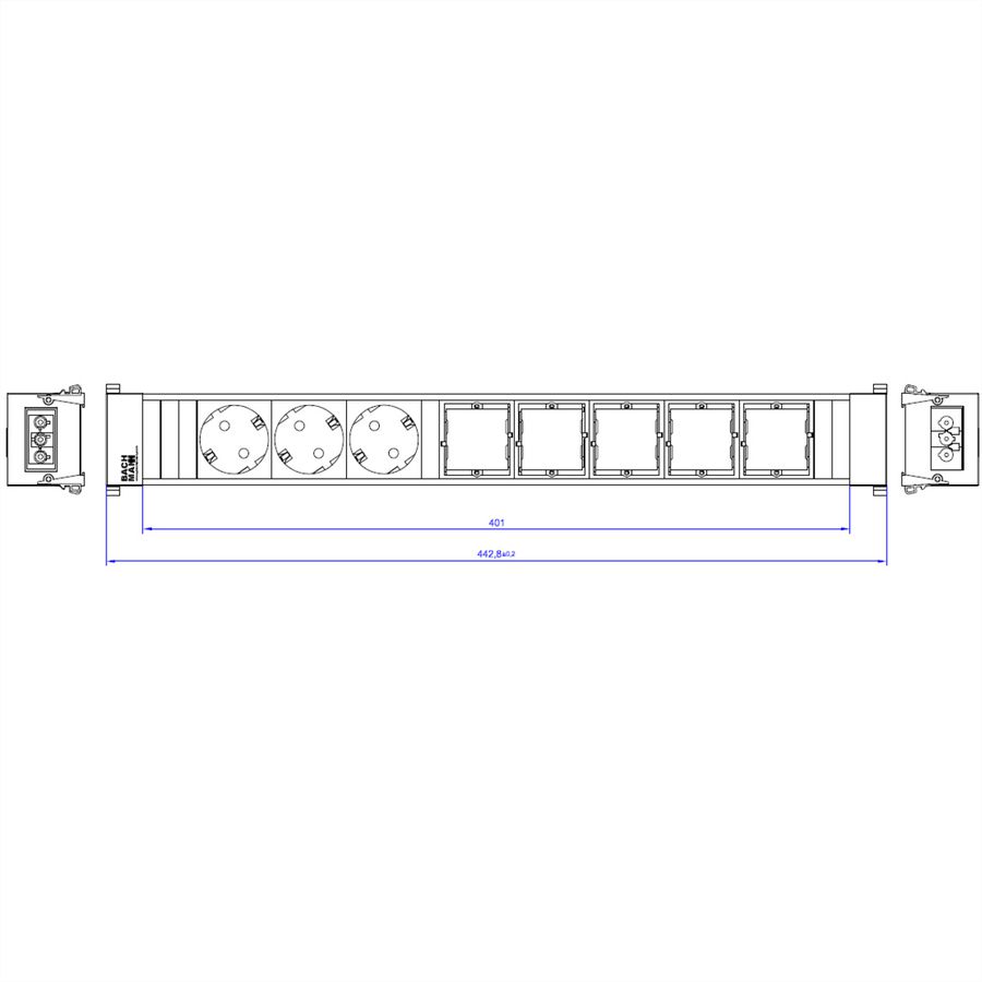 BACHMANN CONFERENCE TOP FRAME X-Large Einsatz 3x Schutzkontakt 5x ABD