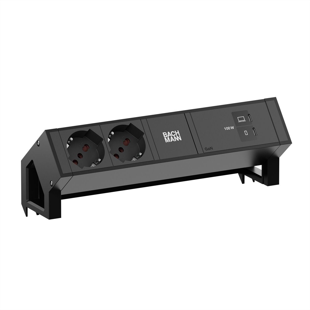 BACHMANN DESK2 2xP40 1xUSB C/C 100W, L=0,2m RAL9005