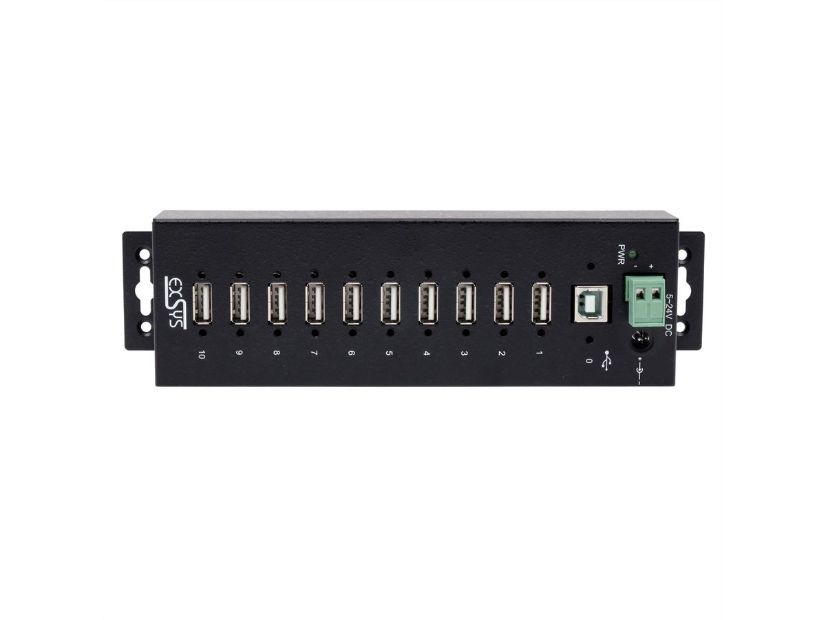 EXSYS EX-1170HMVS 10 Port USB 2.0 Metall HUB, 15KV Surge Protection