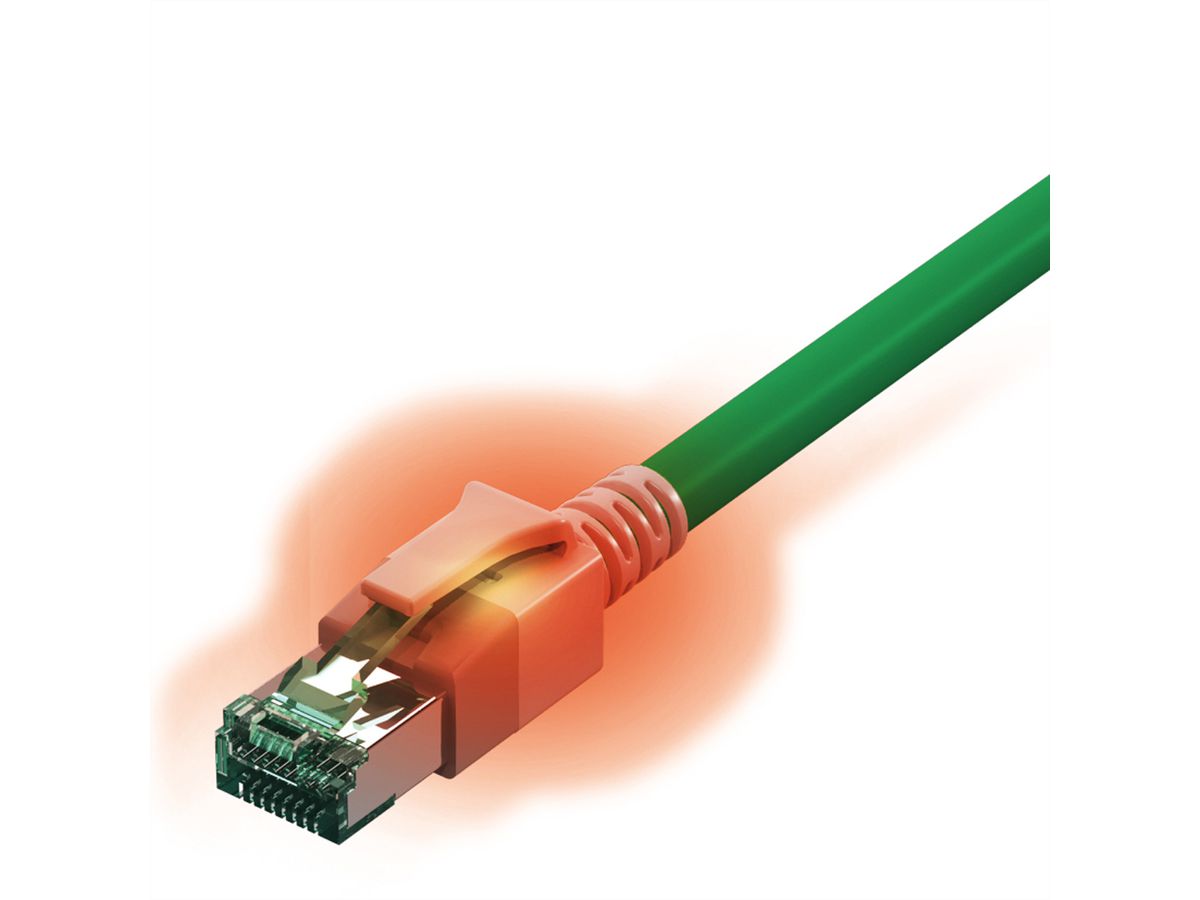 EasyLan DualBoot LED Patchkabel RJ45 S/FTP Kat.6A (Class EA), mit saCon Stecker, LSOH, grün, 1 m