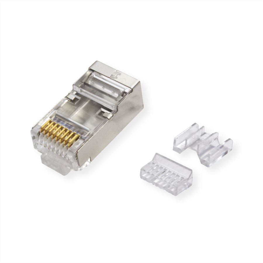 ROLINE RJ-45 Modular Plug geschirmt Cat.6A (Class EA), für Massiv-/Litzendraht, 10 St.