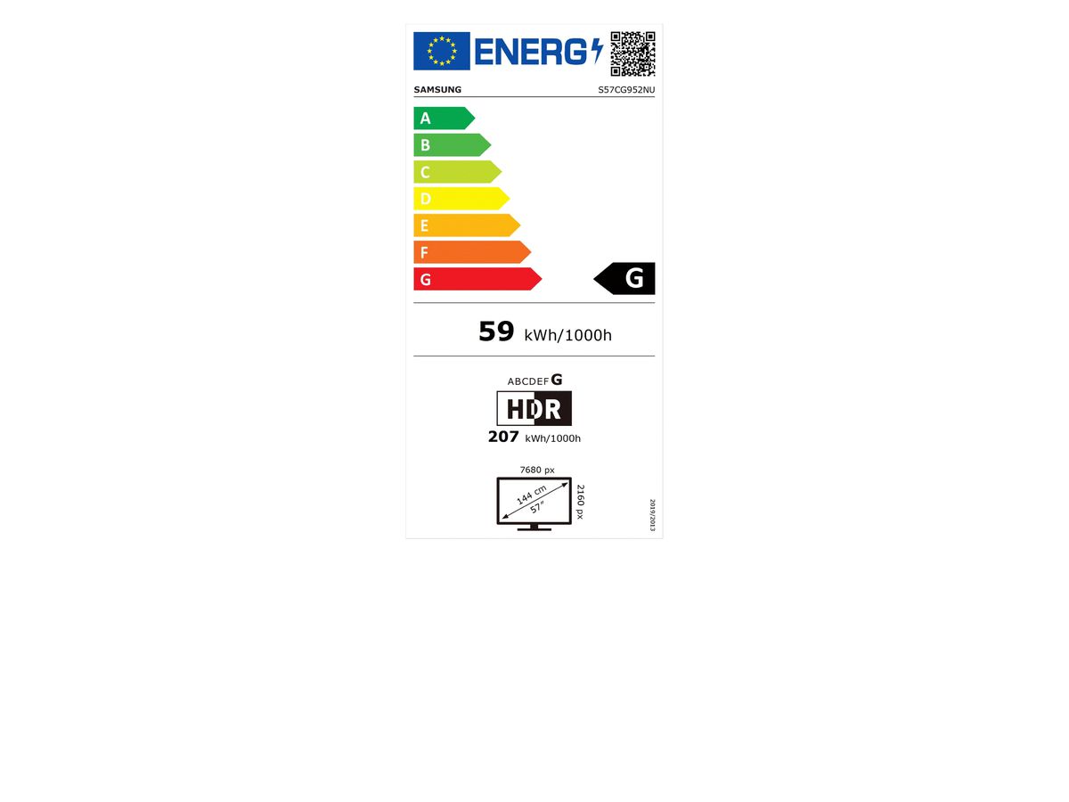 Samsung G95NC LED display 144,8 cm (57") 7680 x 2160 Pixel Dual UHD Schwarz, Weiß