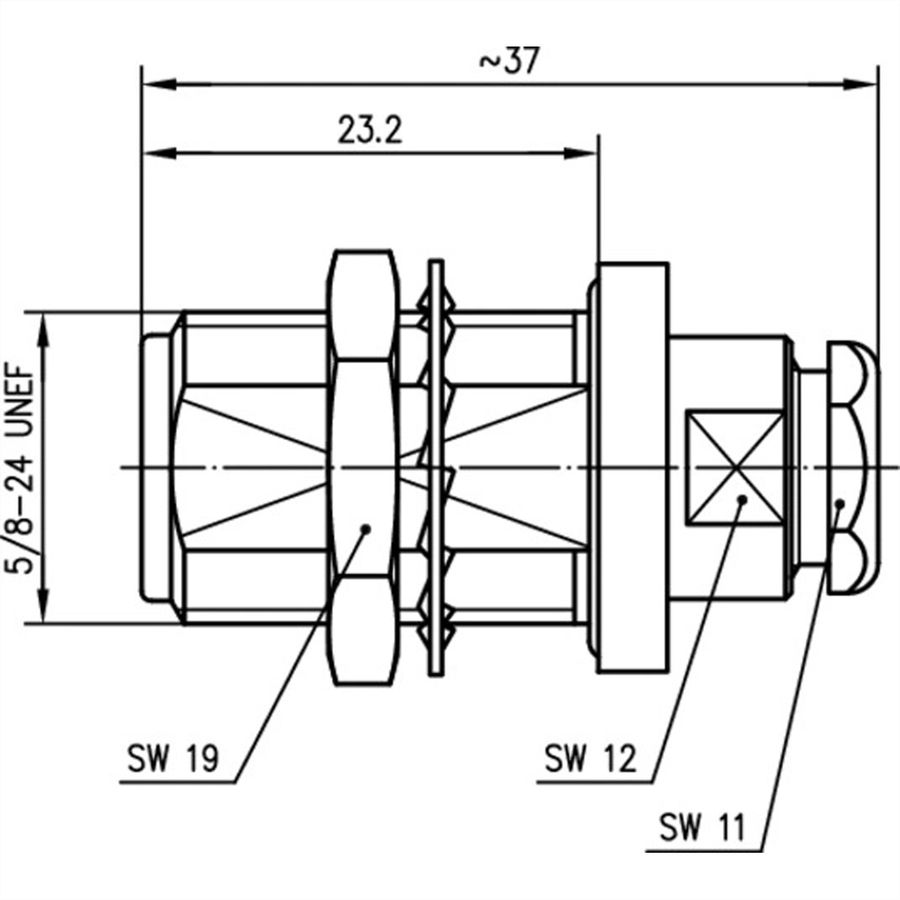 TELEGÄRTNER N-Kabeleinbaubuchse, für RG-58C/U, MIL-Verschraubung