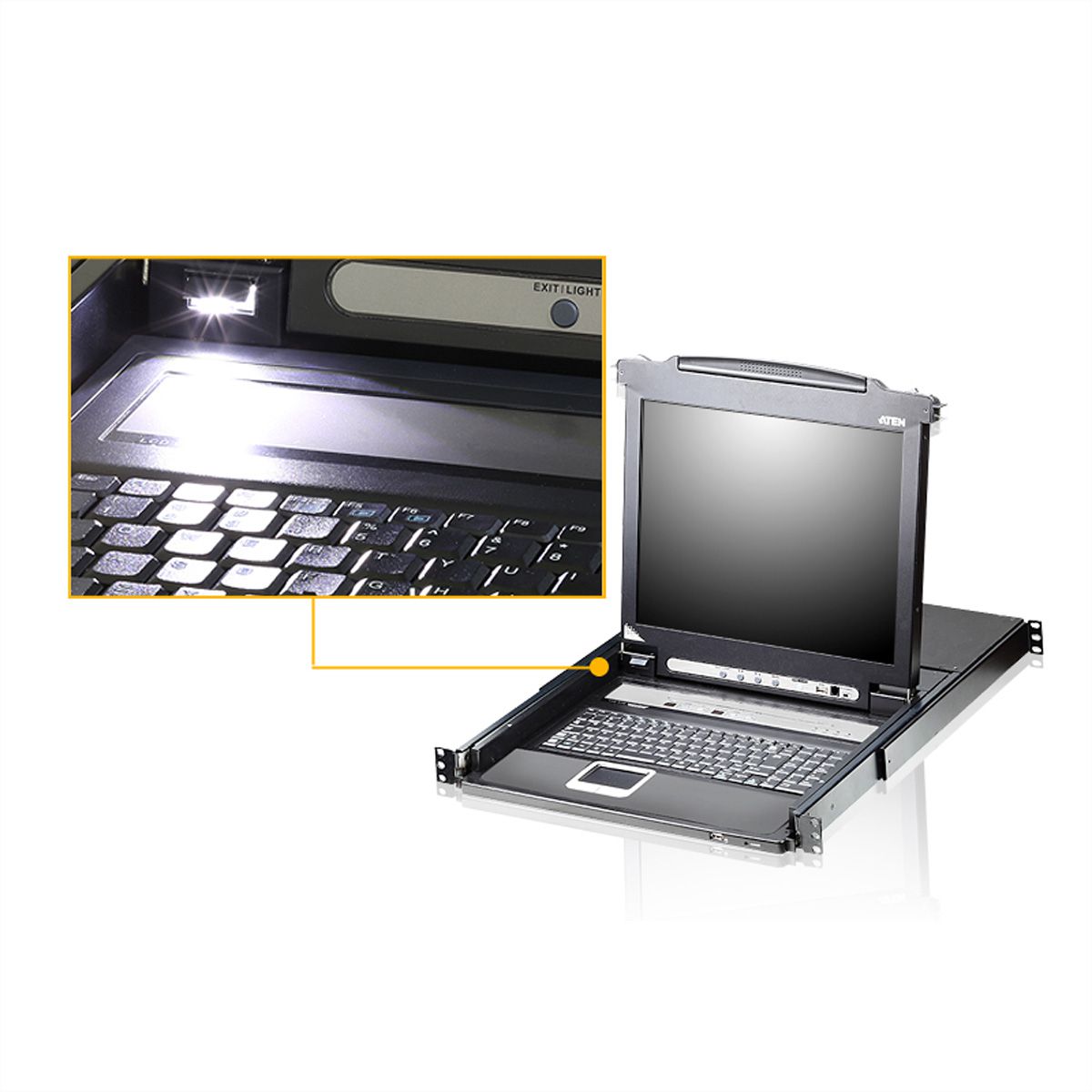 ATEN CL5708MW 43cm wide LCD KVM Switch, USB-PS/2,VGA, 8 Port, UK-Layout