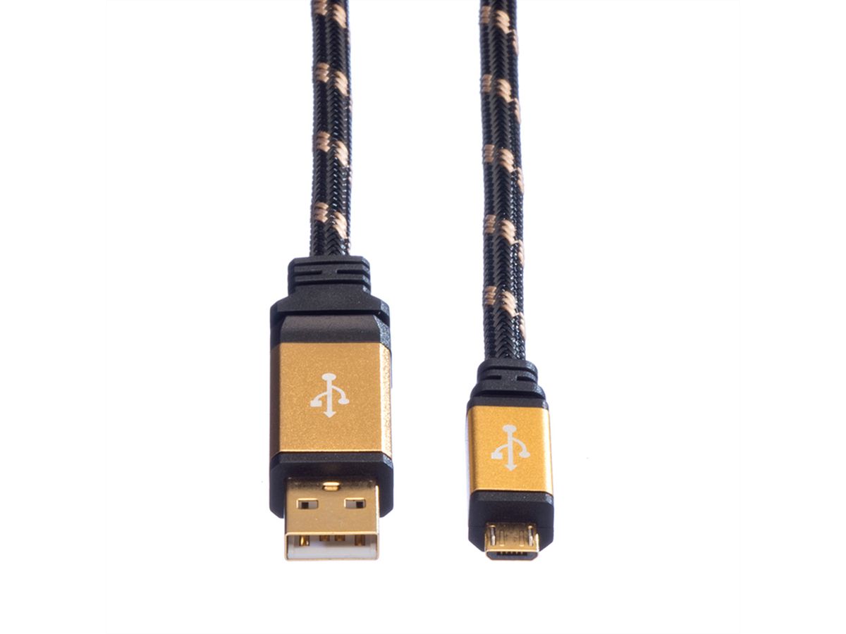 ROLINE GOLD USB 2.0 Kabel, Typ A ST - Micro B ST, 1,8 m