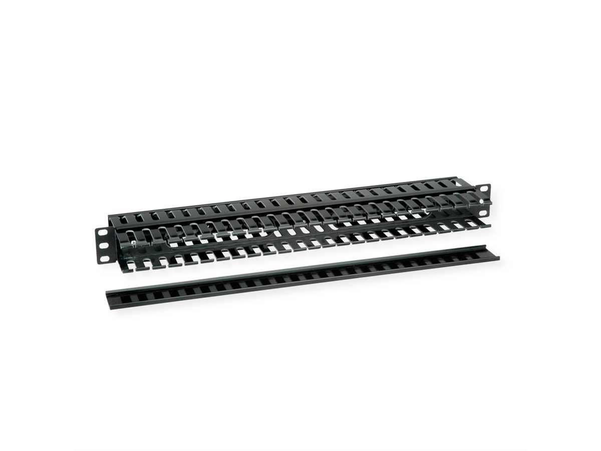 VALUE 19"-Frontplatte 1 HE, beidseitig mit Kabelkanal , schwarz