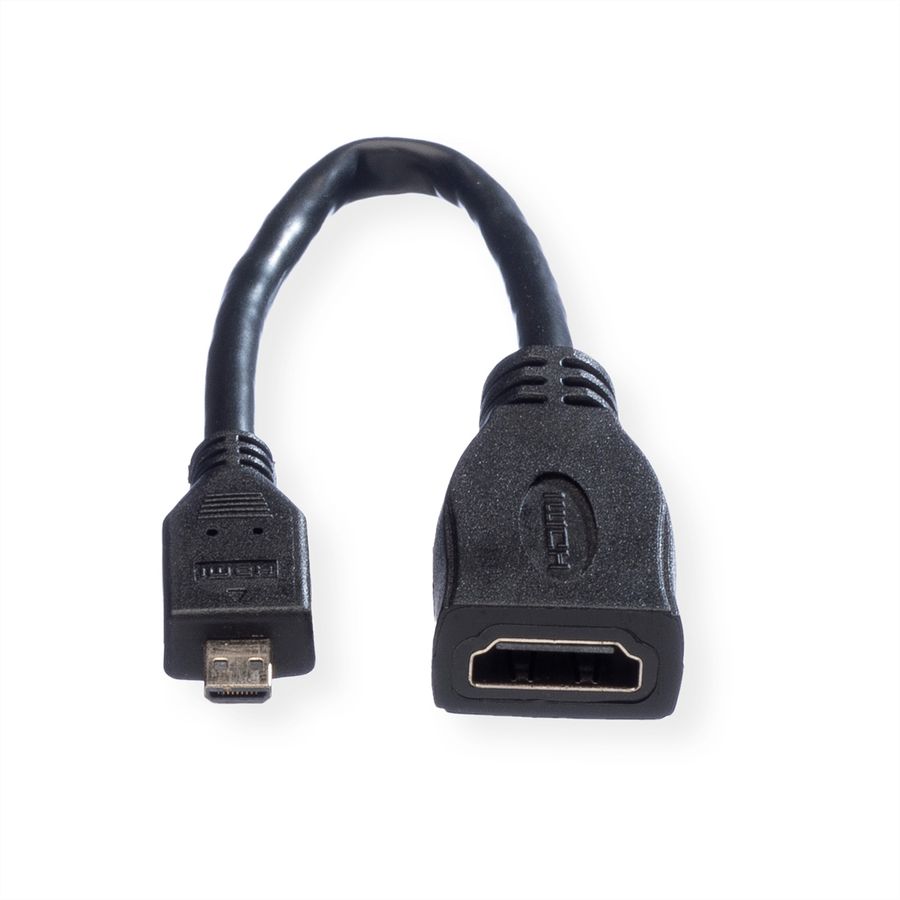 VALUE HDMI High Speed Kabel mit Ethernet, HDMI BU - Micro HDMI ST, 0,15 m
