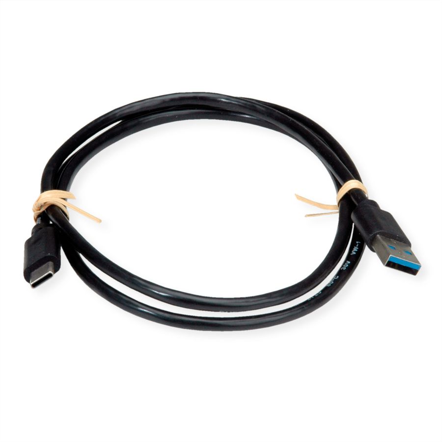 ROLINE RM USB 3.2 Gen 2 Kabel, USB A-C, ST/ST, schwarz, 0,5 m