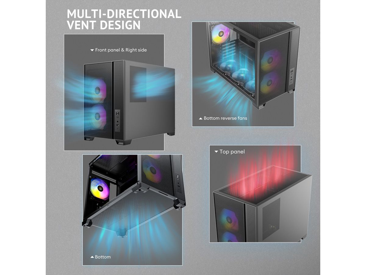 ANTEC FLUX M ATX/Micro-ATX/ITX Midi Tower PC Gehäuse , schwarz
