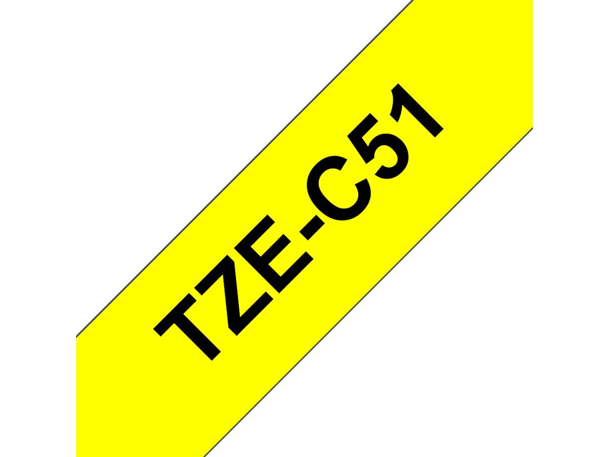Brother TZE-C51 Etiketten erstellendes Band Schwarz auf fluoreszierendem Gelb