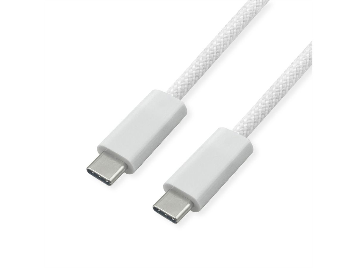 ROLINE USB4 Gen3x2 Kabel, C–C, ST/ST, 40Gbit/s, 240W, weiß, 2 m
