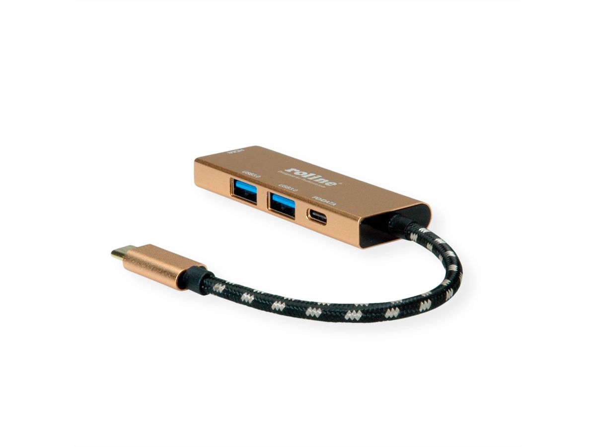 ROLINE GOLD USB Typ C Dockingstation, HDMI 4K, 2x USB 3.2 Gen 1, 1x PD