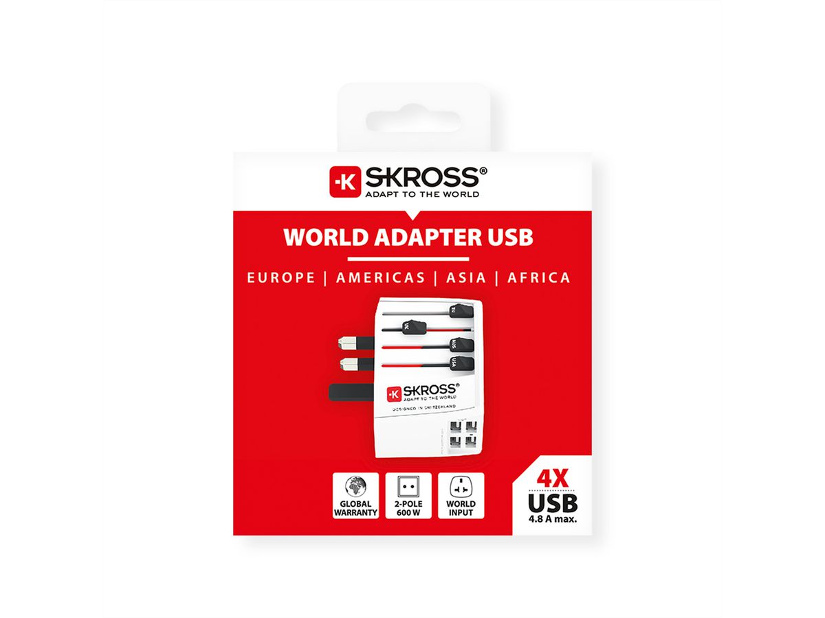 Skross MUV USB 4xA Universal Reiseadapter, Weltweit