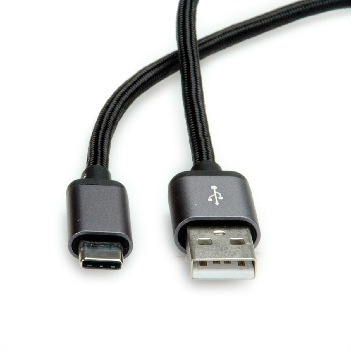 ROLINE USB 2.0 Kabel, Typ C - Typ A, ST/ST, schwarz, 0,8 m