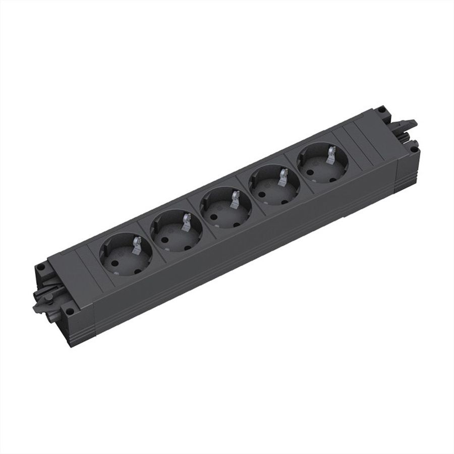 BACHMANN STEP BASE Schutzkontakt, 5x CEE7/3, schwarz