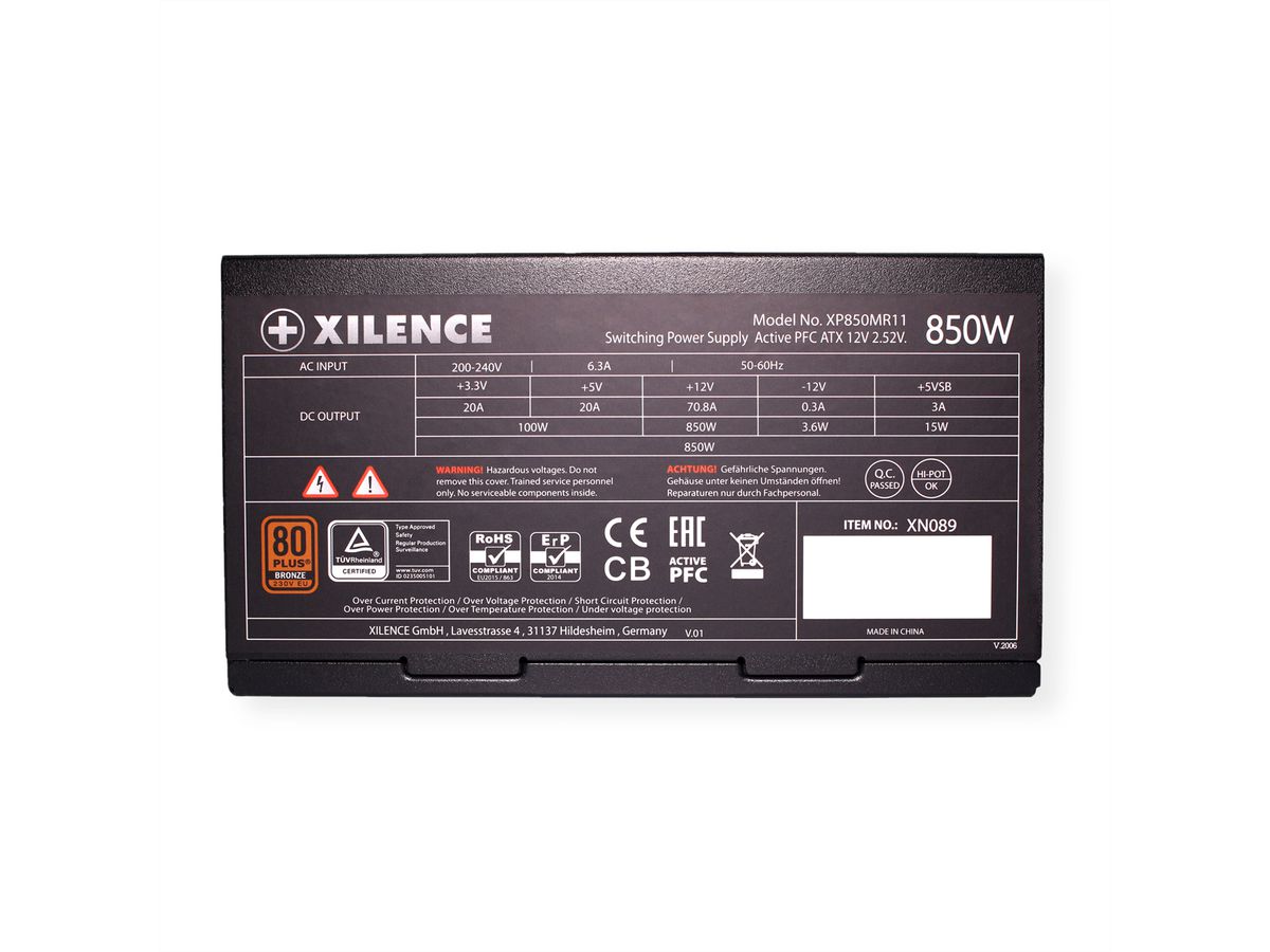 Xilence XP850MR11 PC Netzteil, 850W, Semi Modular, 80+ Bronze, Gaming, ATX