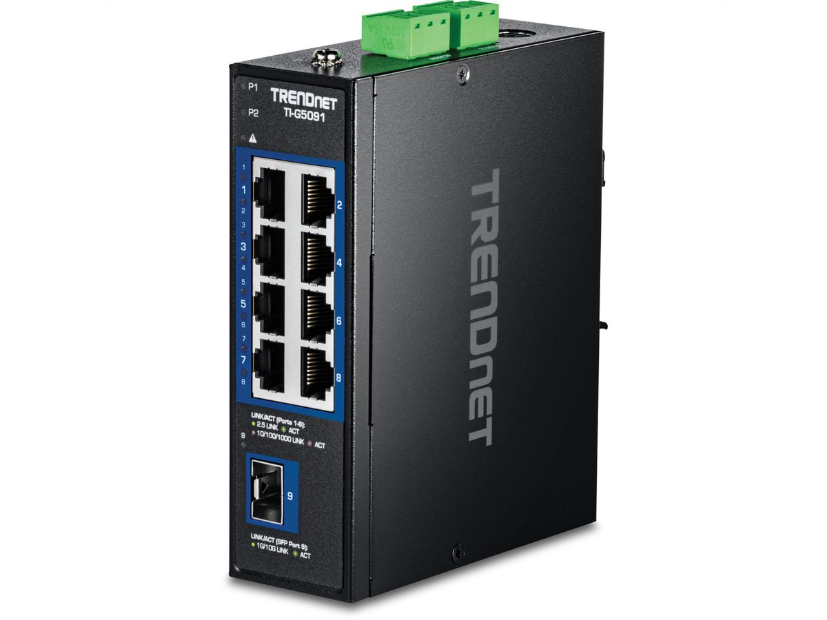 TRENDnet TI-G5091 DIN-Rail Switch 9-Port Industrial 2.5G mit 10G SFP+ Port