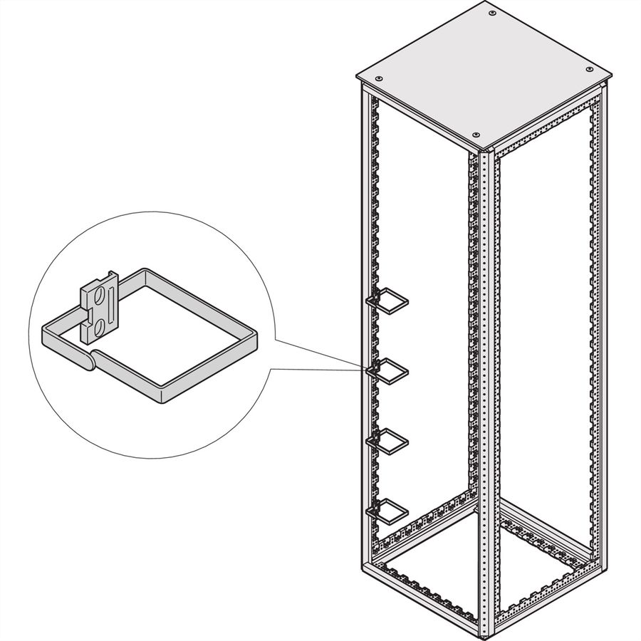 SCHROFF VARISTAR Kabelöse Stahl, 100x100, 4x, an Holm (Schrankbr. 800 mm) o. 19"-Profil