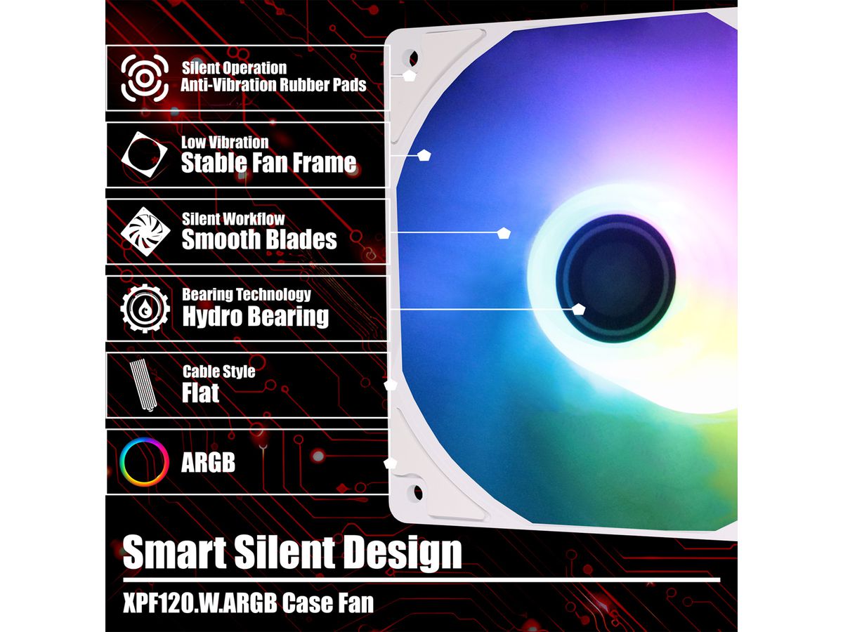 Xilence XPF120.W.ARGB 120mm PWM Gehäuselüfter, ARGB LED