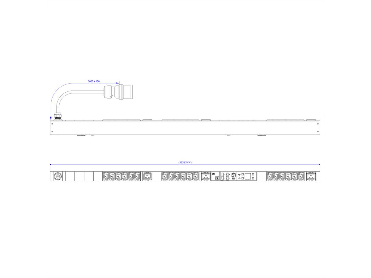 BACHMANN BN3500 18xC13 3xC19 3phasig, Messung p.Sd. H05VV-F 3G2,5 CEE3x16A LAN