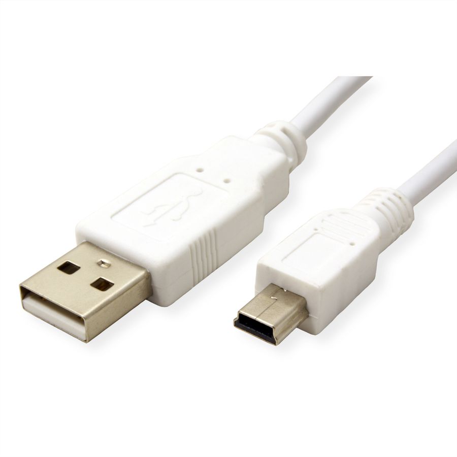 VALUE USB 2.0 Kabel, Typ A - 5-Pin Mini, weiß, 3 m