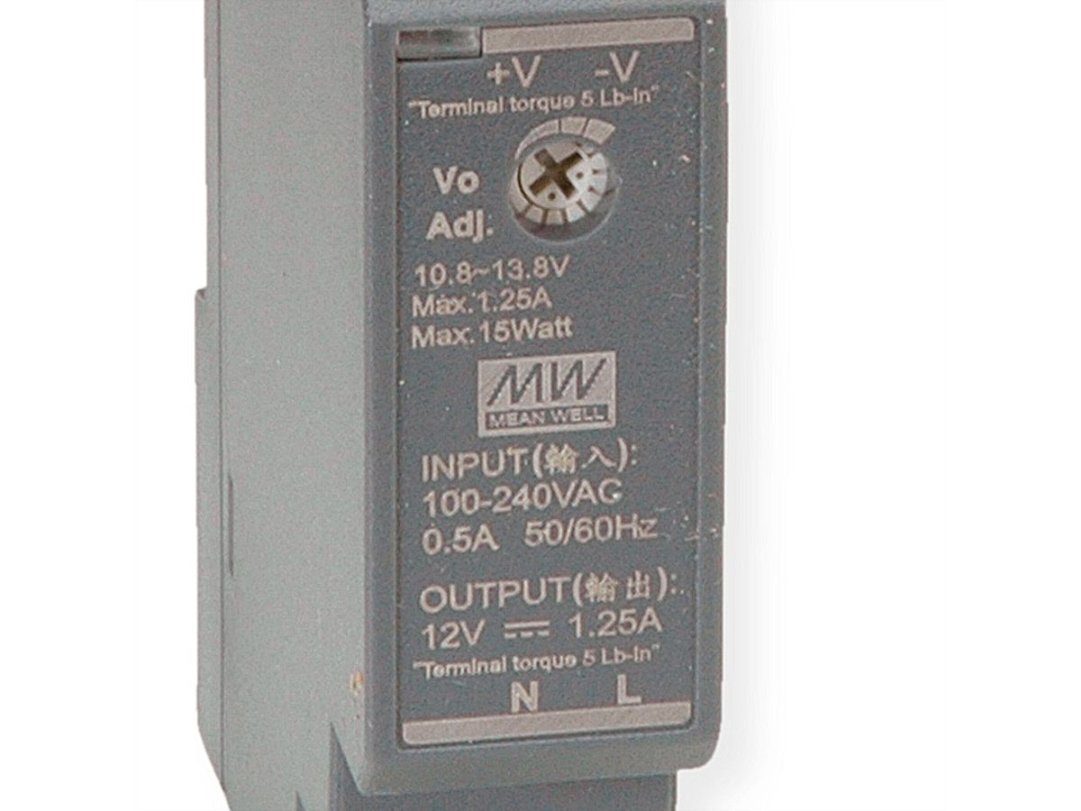 MEAN WELL HDR-15-12 Hutschienennetzteil 15W 12V DC, anthrazit