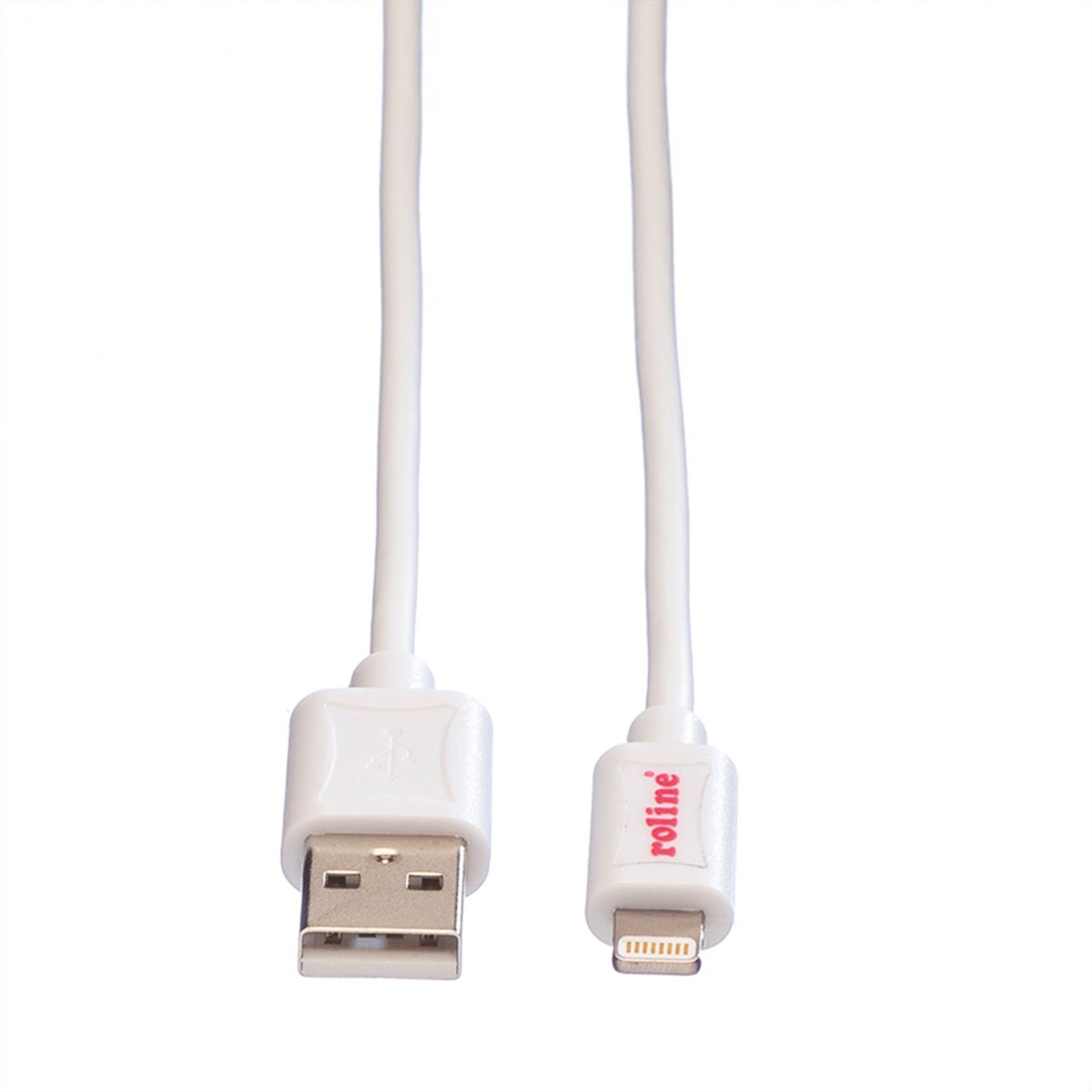 ROLINE USB 2.0 Sync- & Ladekabel mit 8pin-Connector, weiß, 1 m
