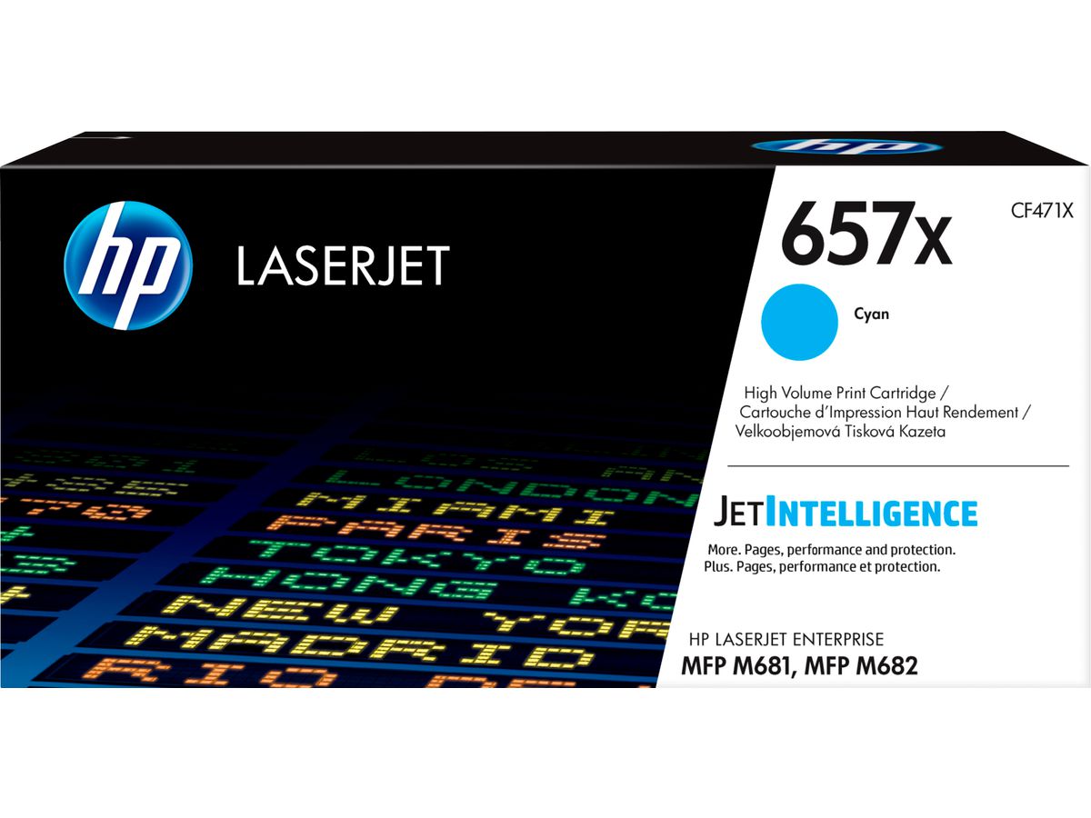 HP 657X Cyan Original LaserJet Tonerkartusche mit hoher Reichweite