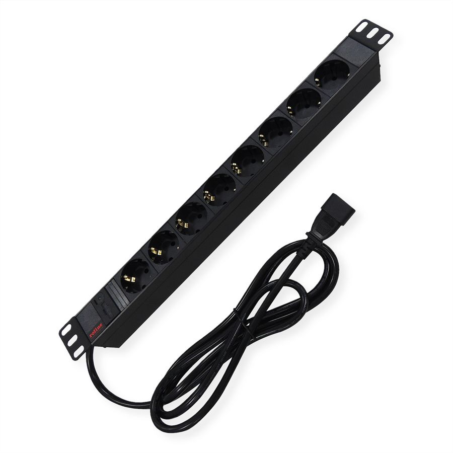 ROLINE 19-Zoll Steckdosenleiste 8fach, C14-Stecker, schwarz, 2 m