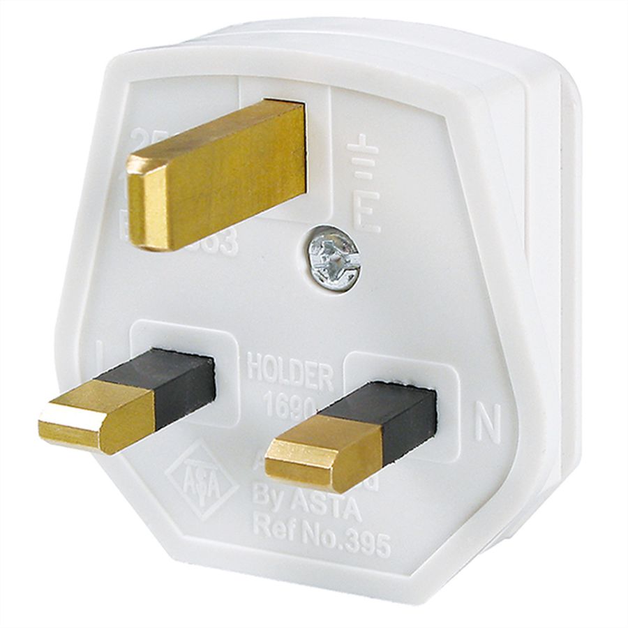 BACHMANN Schutzkontaktstecker, England UK 13A / 250V weiß, 13A Fuse