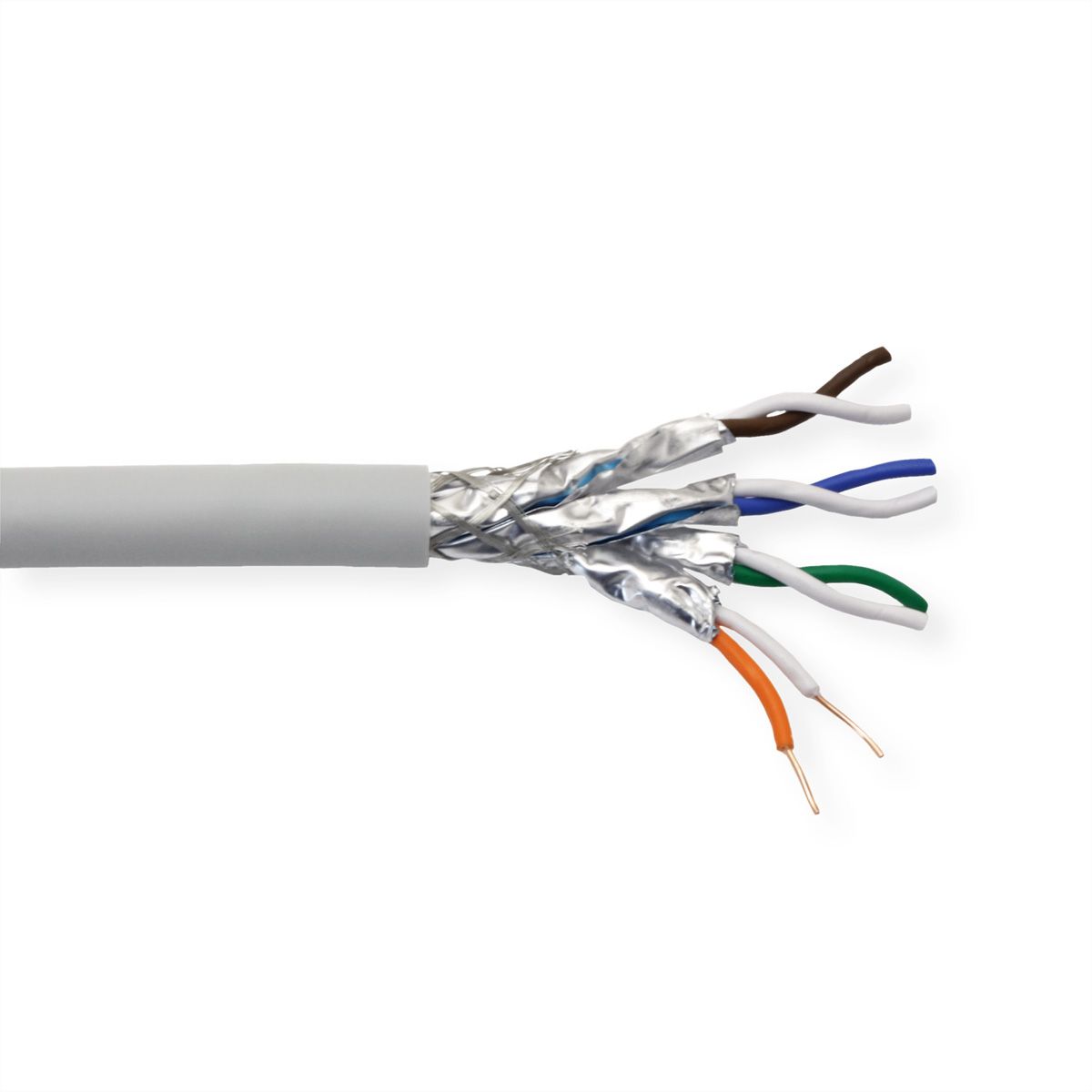 VALUE S/FTP-(PiMF-)Kabel, Cat.8 (Class I), Massivdraht, AWG22, LSOH, grau, 100 m