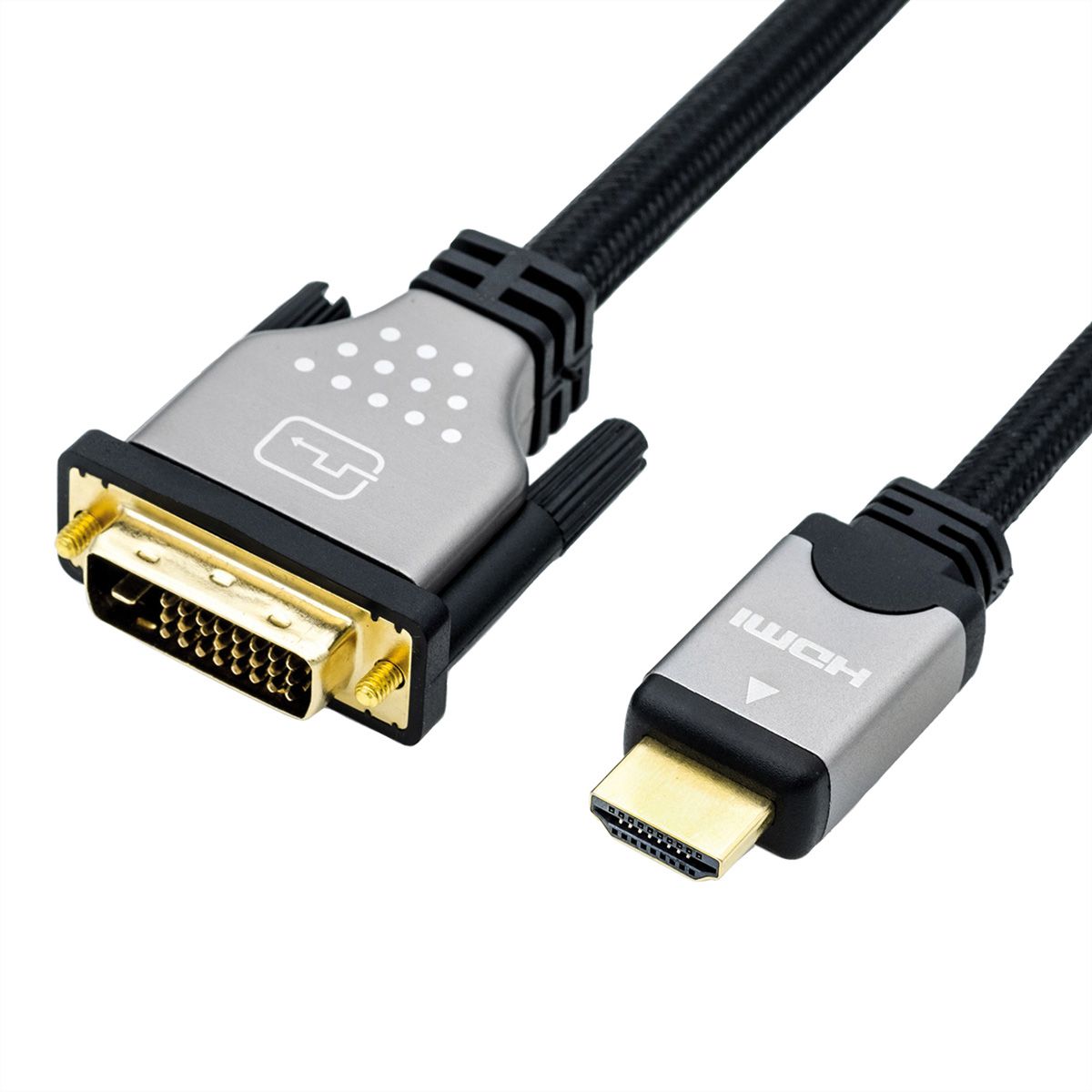 ROLINE Monitorkabel DVI (24+1) - HDMI, ST/ST, schwarz / silber, 1,5 m