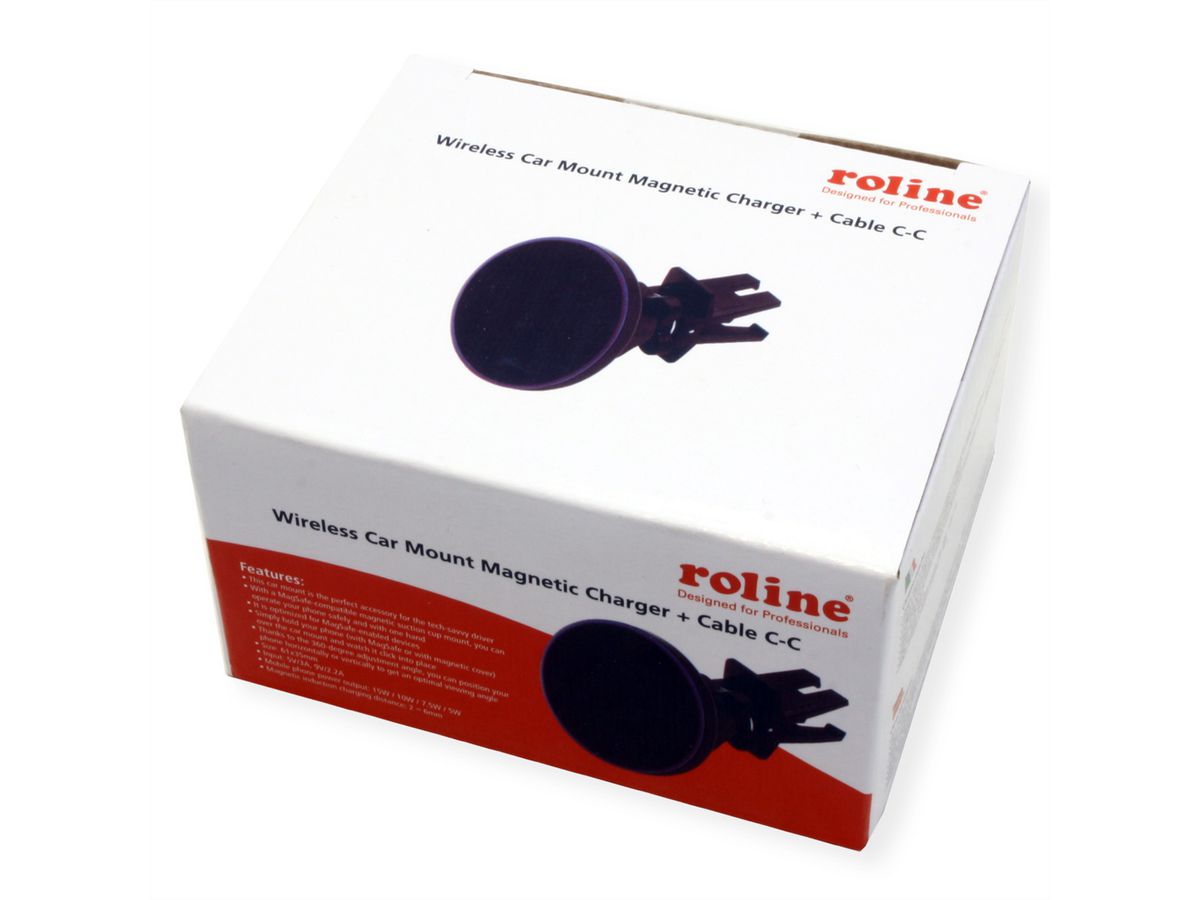 ROLINE Kfz-Magnet-Smartphone-Halter und Induktionsladegerät, 15W