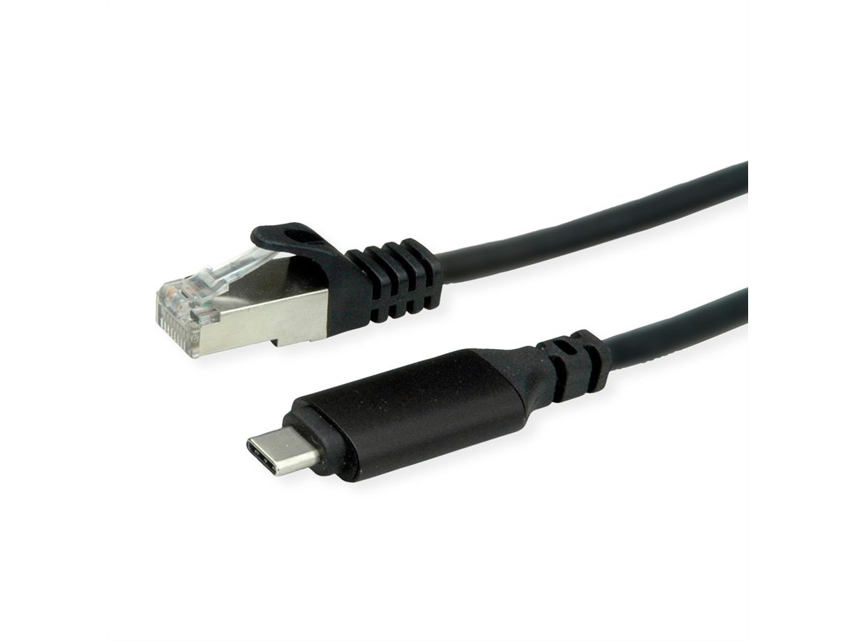 ROLINE USB 3.2 Gen 2 Typ C zu Gigabit Ethernet Konverterkabel, schwarz, 1 m