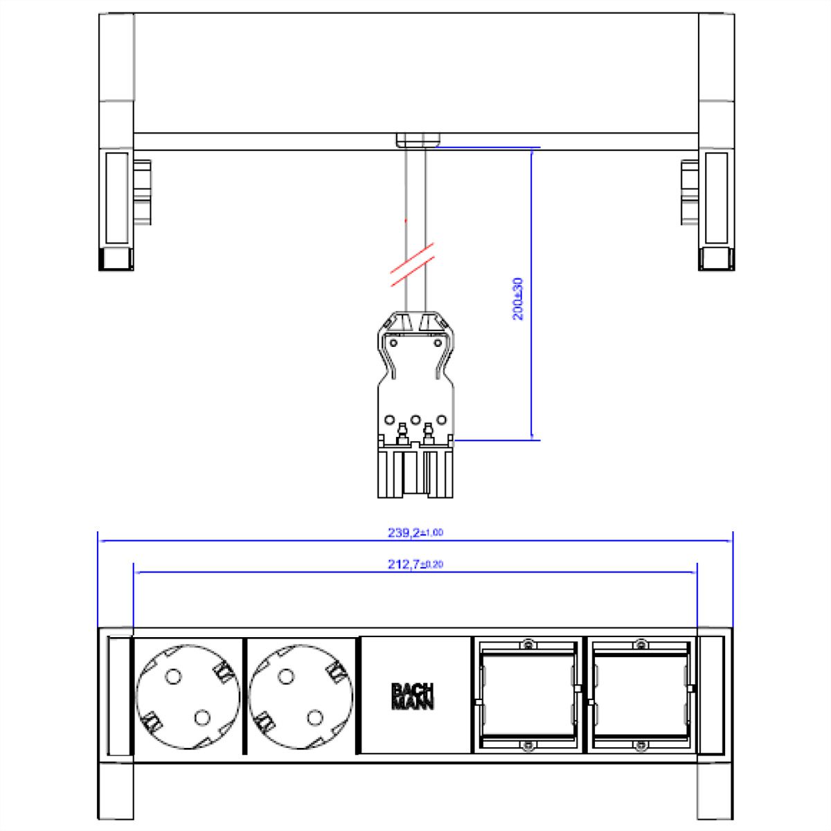 BACHMANN DESK2 2x Schutzkontakt 2x ABD GST18, weiß