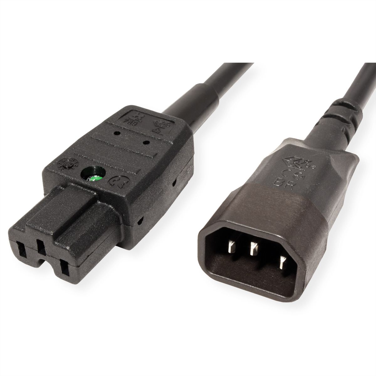 BACHMANN Netzkabel Kaltgerätestecker-Stecker auf Warmgeräte-Kupplung, IEC320 C14/C15, 3 m