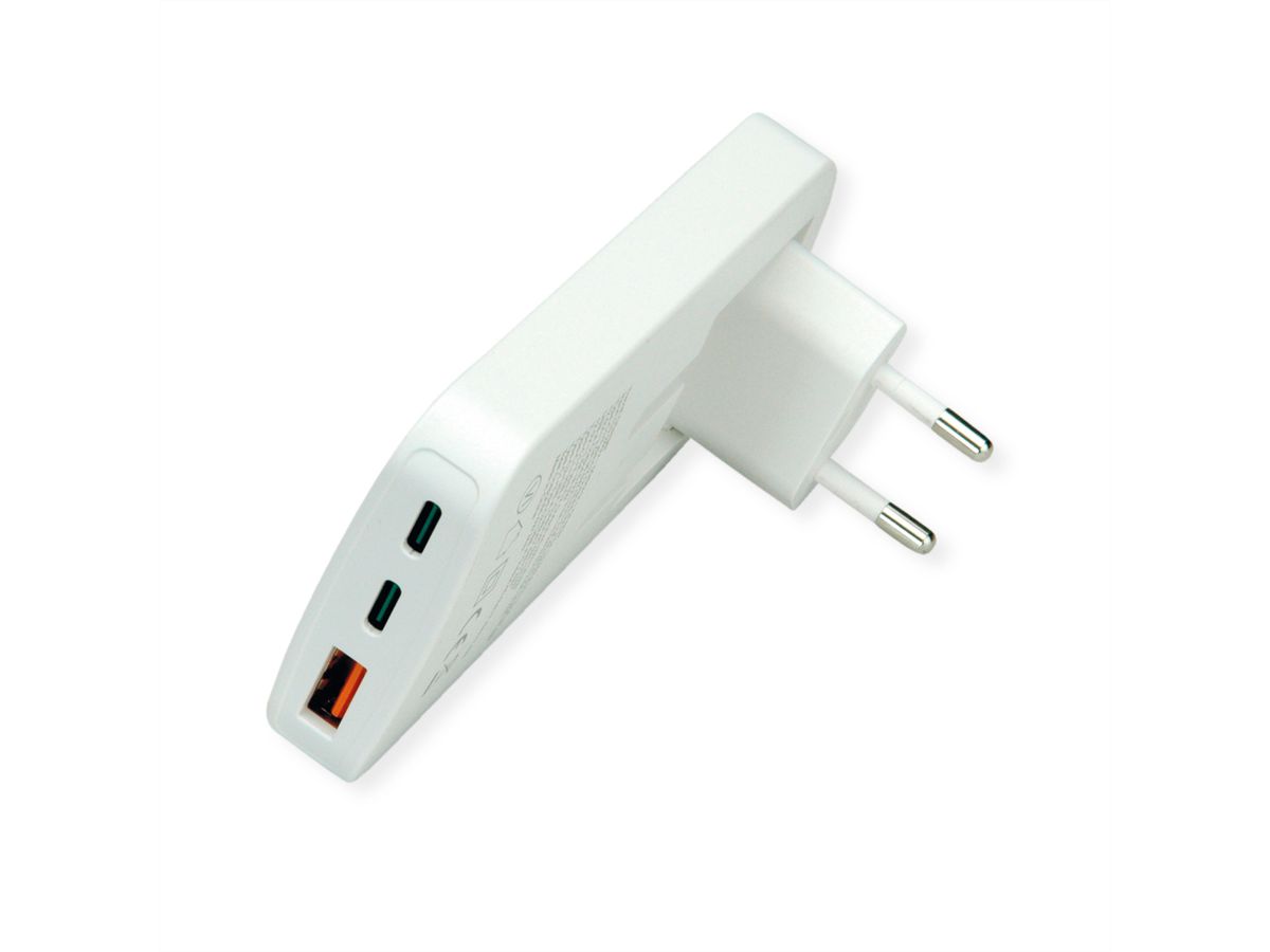 ROLINE USB Charger, schlank, mit klappbarem Euro-Stecker, 65W