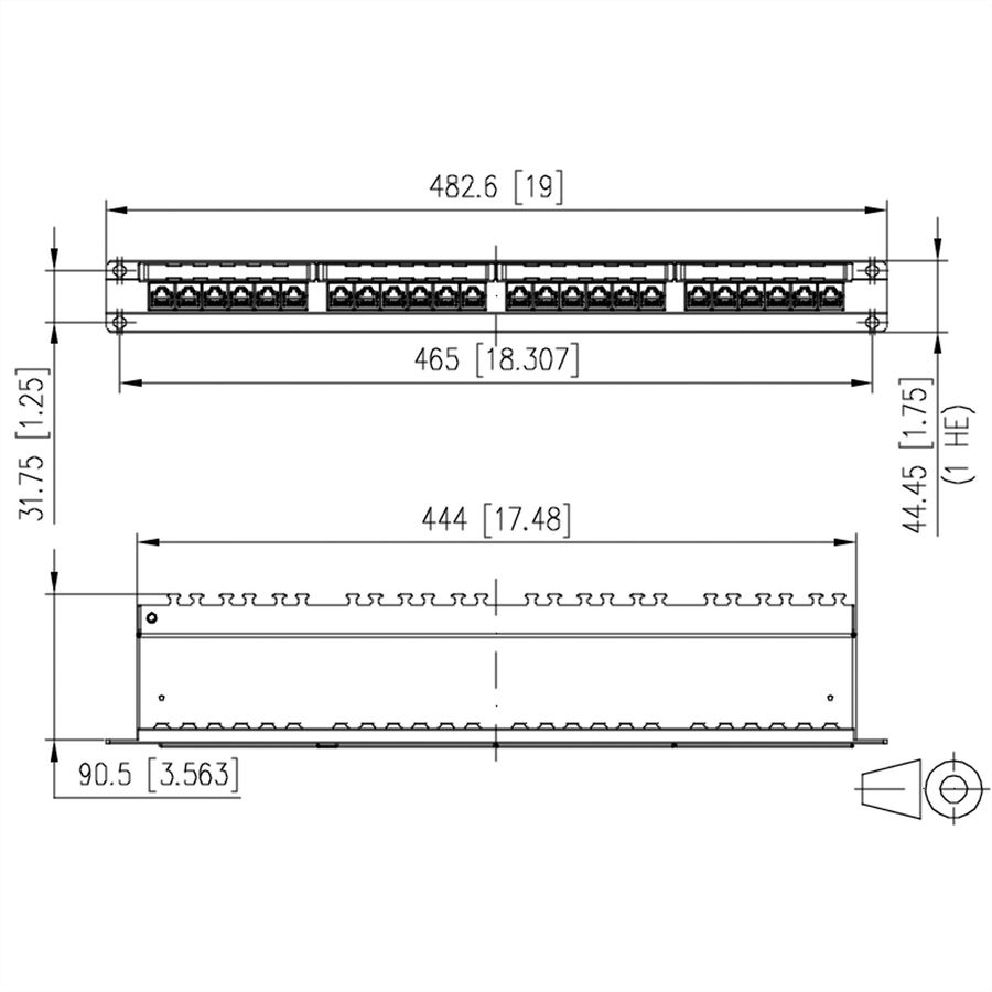 METZ CONNECT E-DAT C6A 19"-Patchfeld 1HE, Cat.6 (Class E), 24 Ports