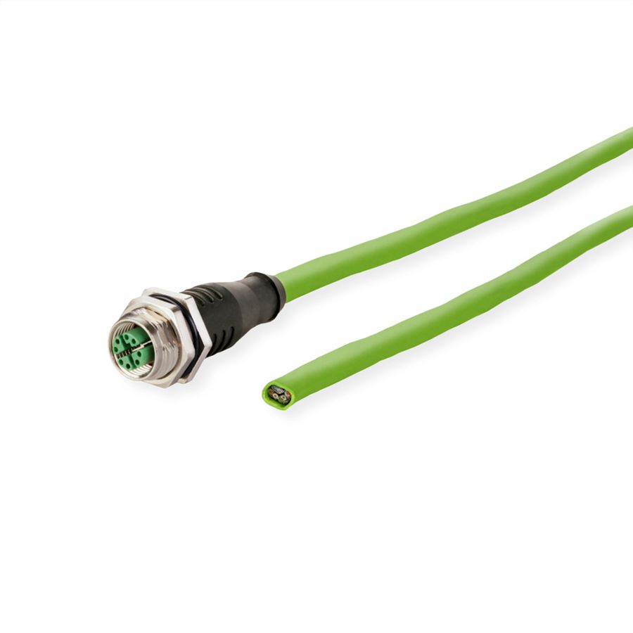 METZ CONNECT Anschlussleitung M12-Stecker ger./offen, 8polig, X-kodiert, PUR, 1 m