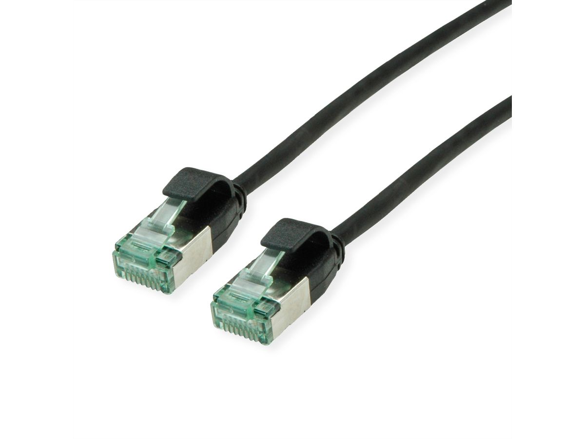 ROLINE RM U/FTP DataCenter Patchkabel Kat.6A (Class EA), slim, schwarz, 0,15 m